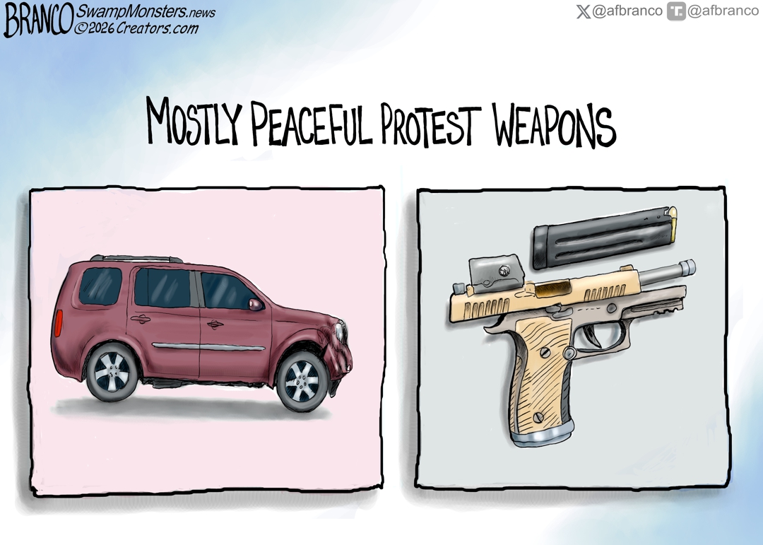 Branco Cartoon – Mostly Peaceful Protest Weapons