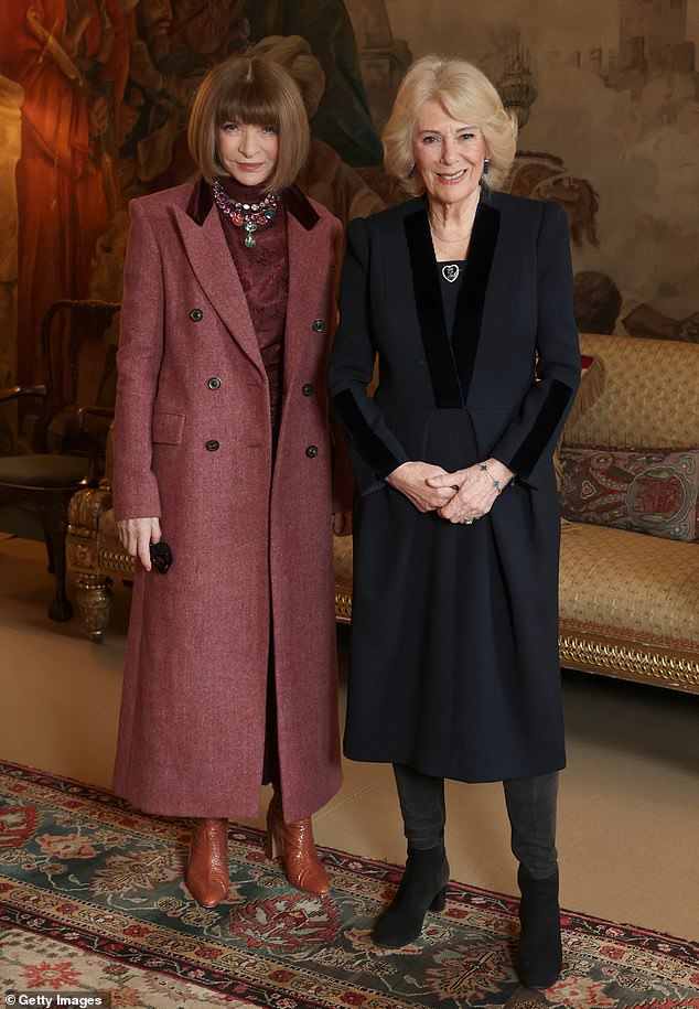 Anna Wintour and Queen Camilla at St James' Palace on the day Andrew was arrested