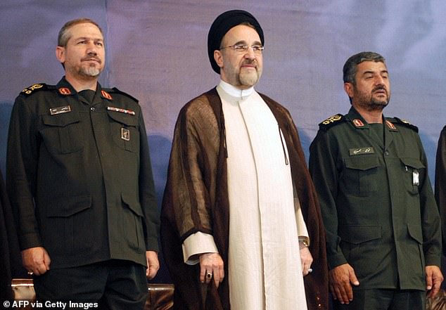 Her father General Yahya Rahim Safavi (pictured left with former Iranian President Mohammad Khatami and General Mohammad Ali Jaafari in 2006) is close to the brutal regime that has committed human rights violations in Iran