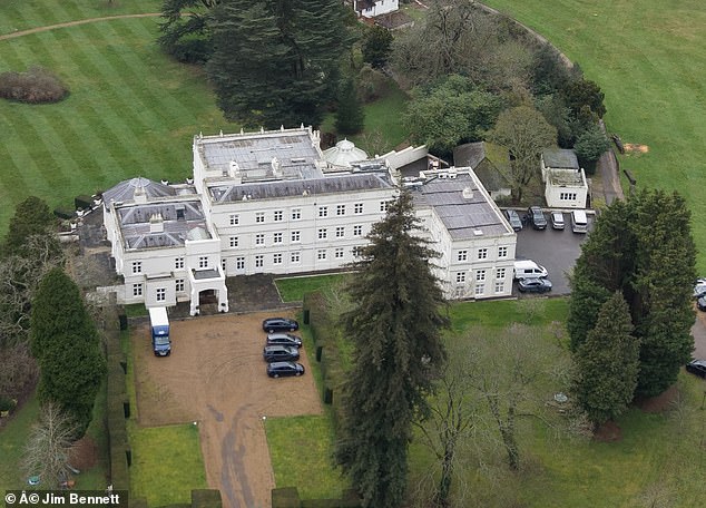 Aerial pictures show the scene at Royal Lodge, on the Windsor estate, yesterday after Andrew was taken into custody