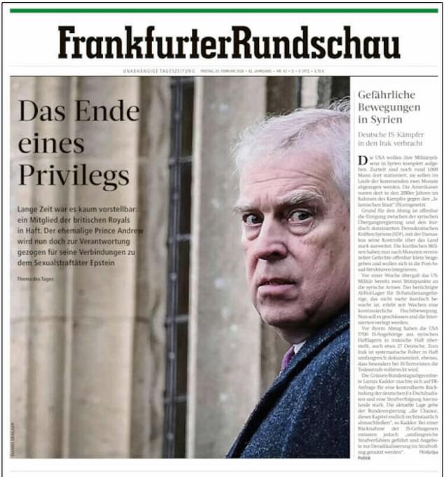 Frankfurter Rundschau says the former prince's arrest heralds 'the end of privilege'