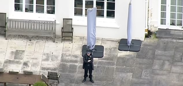 Aerial views as police surround Royal Lodge in Windsor after Andrew's arrest