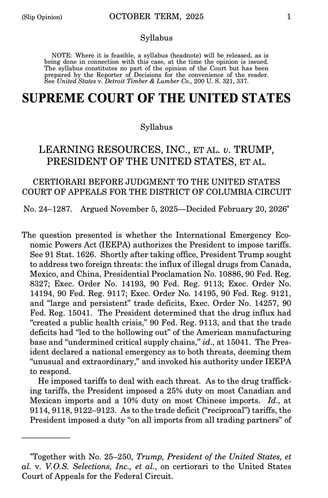 BREAKING: SUPREME COURT RULES 6-3 ON TRUMP’S TARIFFS
