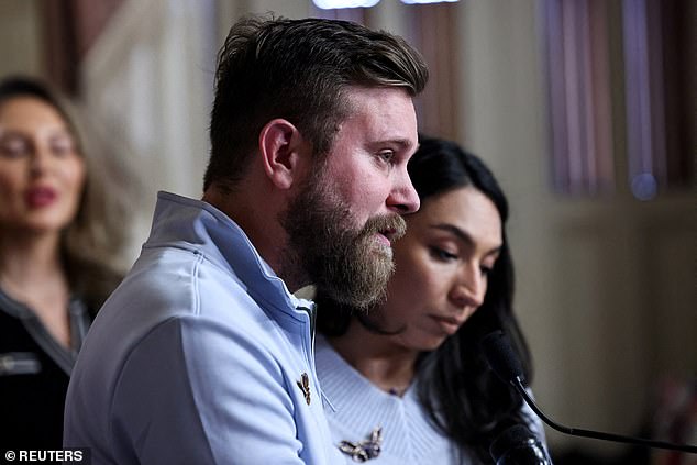 Sky and Amanda Roberts (pictured), Ms Giuffre's brother and sister–in–law said: 'At last. Today, our broken hearts have been lifted at the news that no one is above the law, not even royalty'