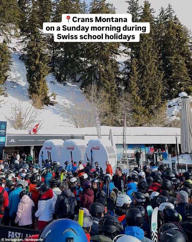 Packed out on the piste: Huge queues form at mountain lift stations as millions descend on Europe's overcrowded ski resorts for half term