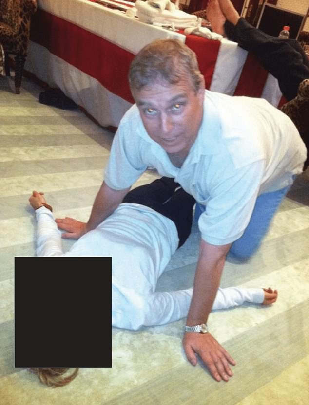 A photograph of Andrew lying on the floor with a young woman emerged as part of the DOJ¿s Epstein document release last month
