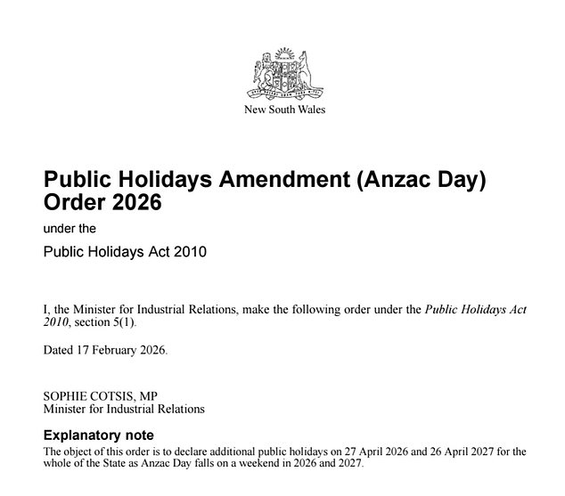 The public holiday has been officially enshrined in legislation