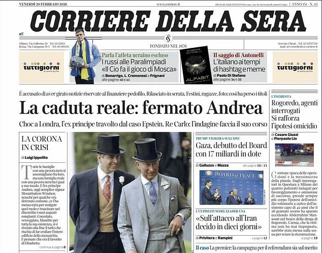 Global andrew mountbatten-windsor newspaper front pages