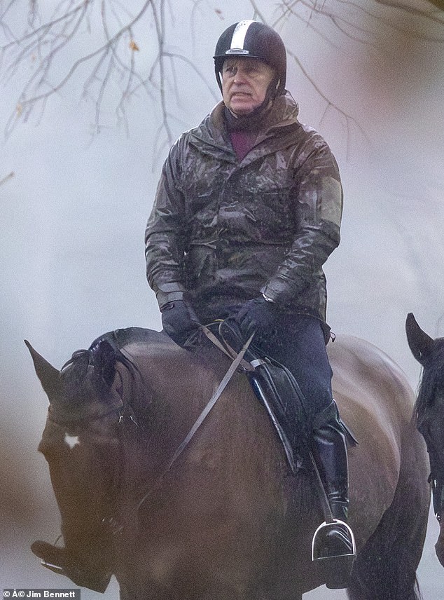 The duke pictured on an early ride in Windsor Park. He was arrested yesterday for misconduct in a public office