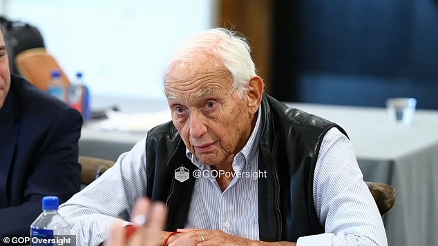 Over the course of the five-hour deposition, Wexner frequently volunteered additional information beyond what was asked of him. He is pictured giving his testimony on Wednesday