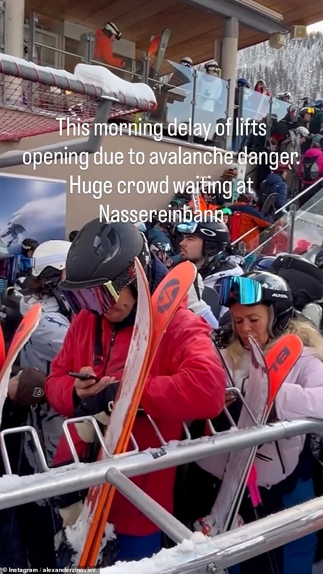 Videos taken at popular ski destination St. Anton in Austria show massive crowds waiting at the Nassereinbahn cable car