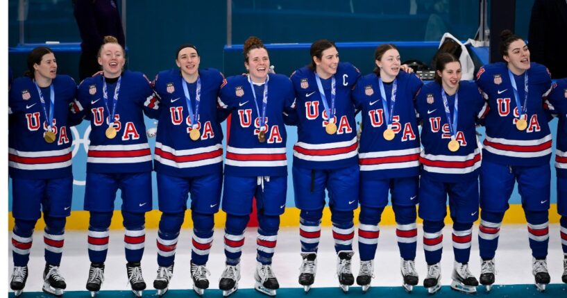 Refreshing Change: The Entire USA Women's Hockey Team Honored America by Standing for the National Anthem After Winning Gold Medal