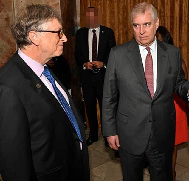 Billionaire Bill Gates and Andrew Mountbatten-Windsor in photo obtained from Epstein's estate in December. The image is a cropped section of a picture originally in 2018, which showed King Charles in conversation with the Microsoft founder at a London summit
