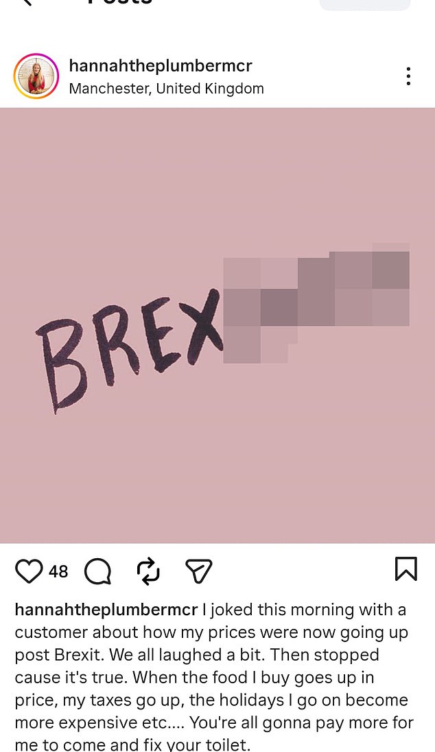 Ms Spencer, standing in a constituency with many Brexit supporters, joked in 2016 that leaving the EU would push up her prices using a profane play on the word 'Brexit'