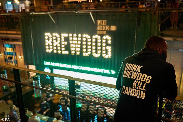 BrewDog also sought to position itself as an environmentally conscious brewery - though eventually dropped its claim to be 'carbon negative' (pictured: its Waterloo bar)