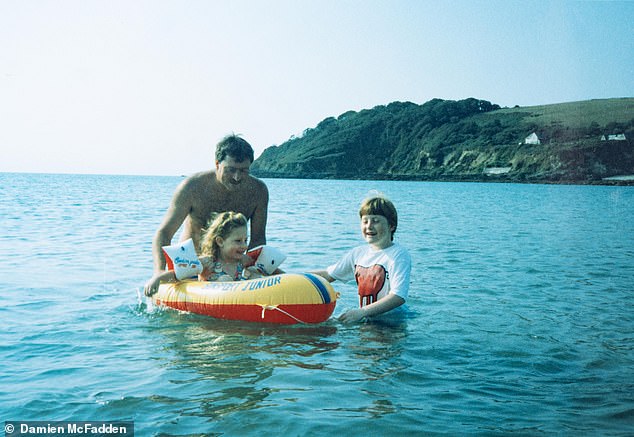 Heather (in the boat) with sister Suzanne and her father Mark. Julie is finally able to look at pictures of Heather and her dad playing together and remember the happiness 'because she was full of joy'