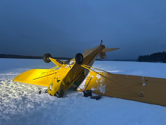 Private Plane Crashes onto Frozen Otisfield Lake