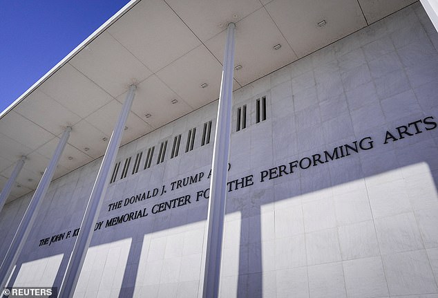 The John F. Kennedy Memorial Center for the Performing Arts, with US President Donald Trump's name added to the building