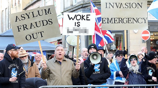 An anti immigration protest in Inverness after the plans were announced