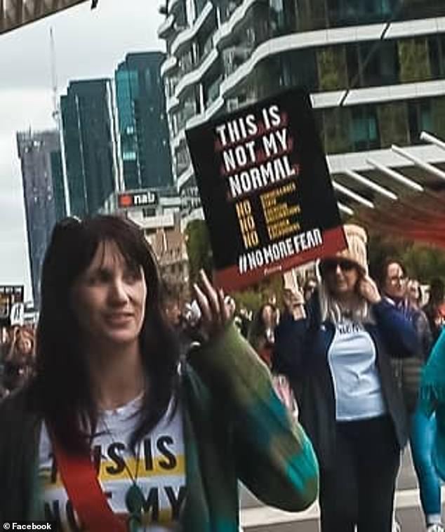 Autumn Baker during a 'freedom protest' while Victorians were trapped within the world's longest Covid-19 lockdowns