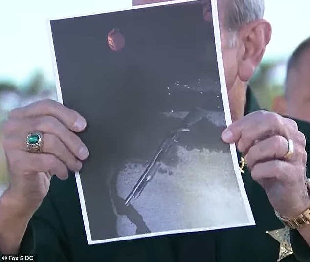 The would-be shooter had a shotgun and a gas can, pictured here