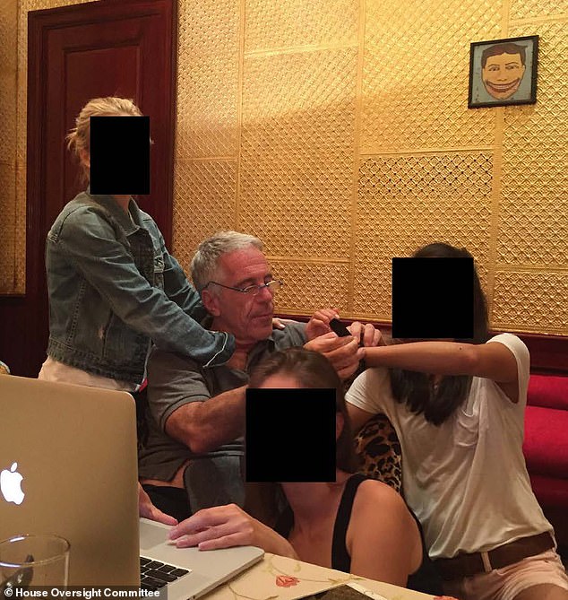 The latest batch of images, which have been made public after the pedophile's death in 2019, showed disturbing images of the financier with multiple women. The image appears to have been taken at Epstein's Manhattan townhouse, but no context was provided for its date or location