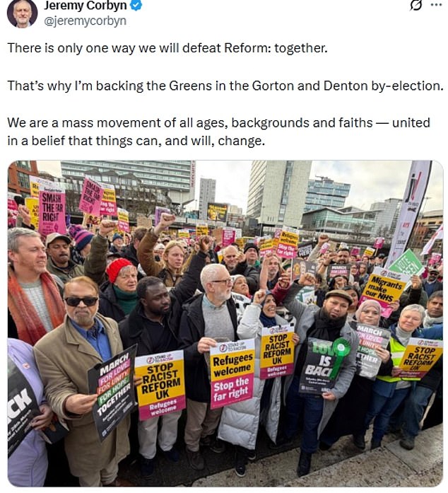 Jeremy Corbyn has been in a seat offering his support to the Greens, after Your Party decided against standing a candidate