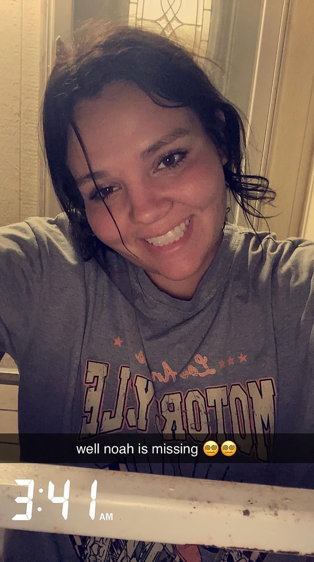 Jasmine Milan posted this selfie to Snapchat at 3.41am with the caption 'well, Noah's missing,' which continues to fuel condemnation a year later