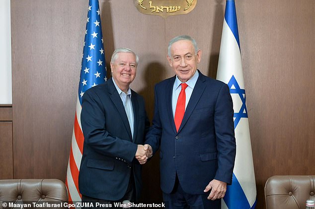 Israeli Prime Minister Benjamin Netanyahu met with United States Senator Lindsey Graham at his Jerusalem office on February 16, 2025