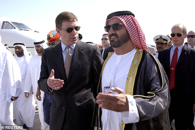 Andrew with Dubai's Crown prince Sheikh Mohammed Bin Rashid Al Maktoum in November 2001