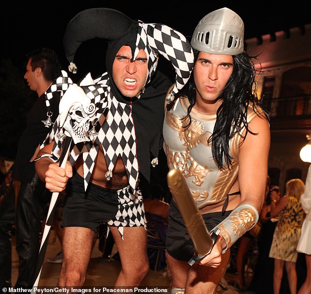 Identical twins Alon and Oren Alexander are pictured at Sir Ivan's Medieval Madness birthday bash for model Mina Otsuka in 2011