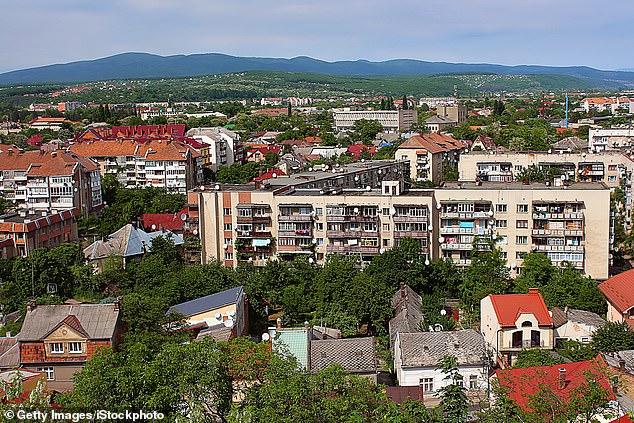 By April 2022, Ms Kolesnikovych made the difficult decision to flee the city. They travelled by train to the western city of Uzhorod (pictured) situated on the border with Slovakia