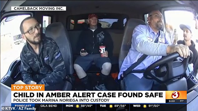 A Camelback Moving company crew at the gas station were seen on dashcam footage boxing in the suspect's pickup truck while Edmonds called the police