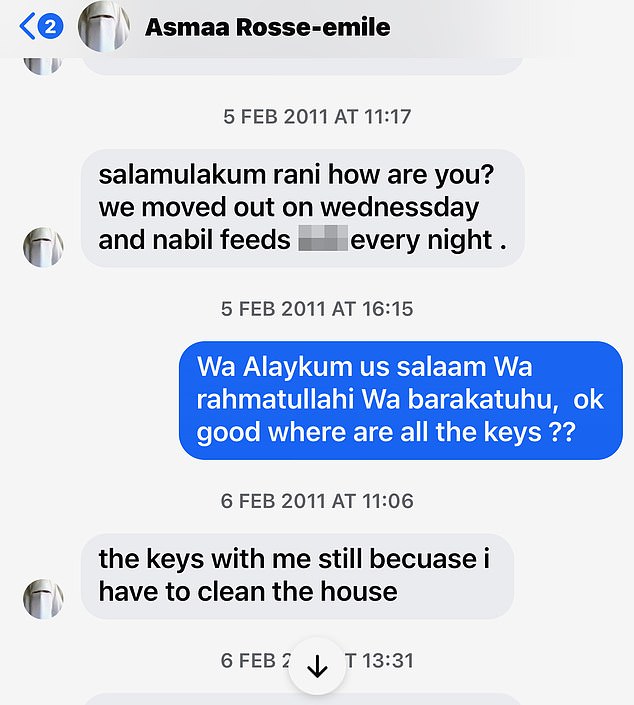 Kirsty Rosse-Emile told her housemate she was moving out with her husband, while her housemate was on holidays