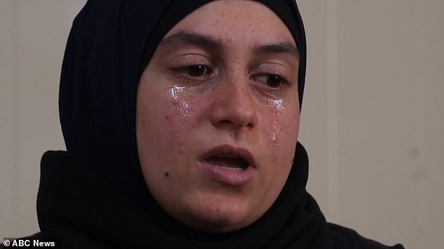Pictured: Kirsty Rosse-Emile, crying while telling the ABC she was tricked into going to Syria