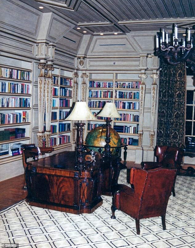 One angle of the library in Jeffrey Epstein's New Mexico ranch