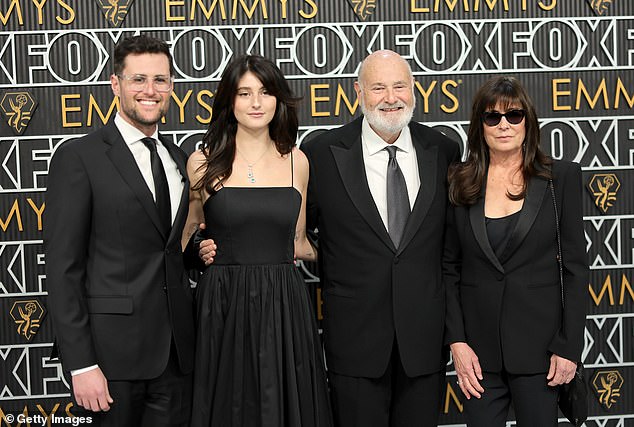 Rob and Michele Reiner with eldest son, Jake, and daughter Romy at the Primetime Emmy Awards in January 2024. Sources told the Daily Mail that Romy discovered her father's body inside their Brentwood compound