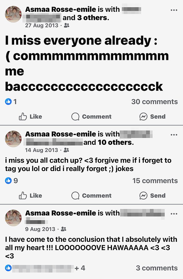 Pictured: A series of bizarre Facebook posts by Kirsty Rosse-Emile the year before she moved to Syria