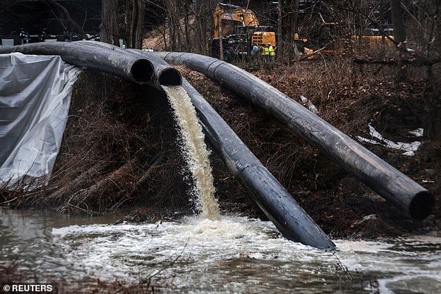 Temporary pipes divert sewage into the C&O Canal in order to repair the Potomac Interceptor