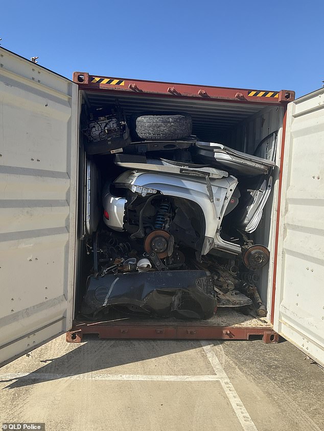 Other cars including the Toyota Prado, Landcruiser and HiLux are chopped up to maximise space in shipping containers and boost criminal profits