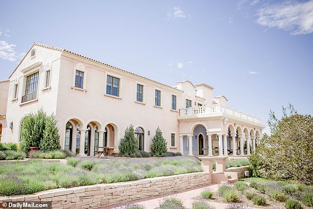 The three-level main house was designed by Alberto Pinto and includes a gym, a large indoor pool, a library and a living room