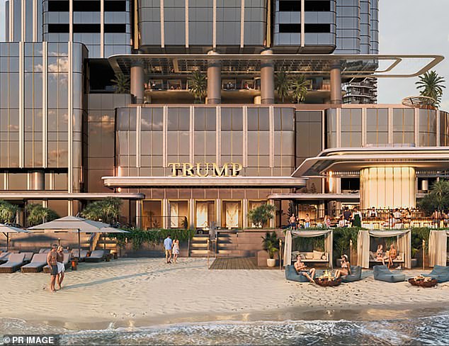 A render of the tower that is said to include a private beach