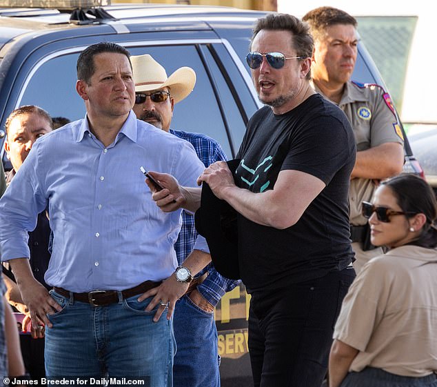 Gonzales (left) and Aviles (right) with Elon Musk in Texas in September 2023