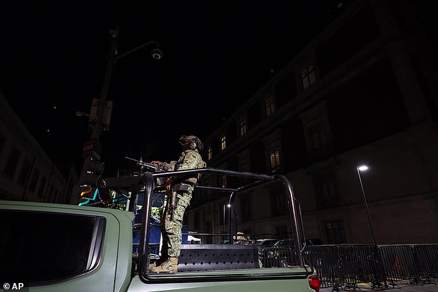 Army soldiers patrol guard the National Palace