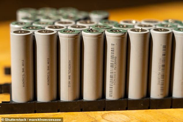 A lithium battery pack is pictured