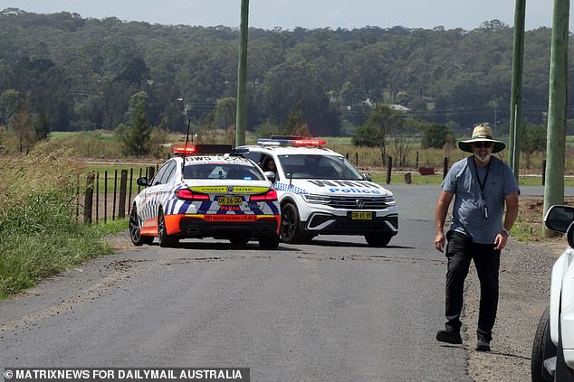 Pictured: The crime scene where the body of missing grandfather Chris Baghsarian was  found near Lynwood Golf Course at Pitt Town