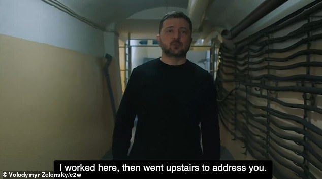 In footage Zelensky is seen walking in the underground complex used earlier in the war to keep him and the Ukrainian leadership safe