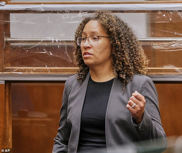 Public defense attorney, Kimberly Green, is seen in court speaking about her client Nick Reiner as he pleads not guilty to two counts of first-degree murder in the deaths of his parents