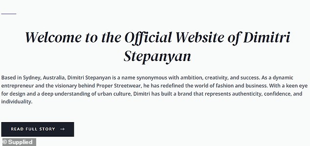 Pictured: An archived screenshot from Stepanyan's website
