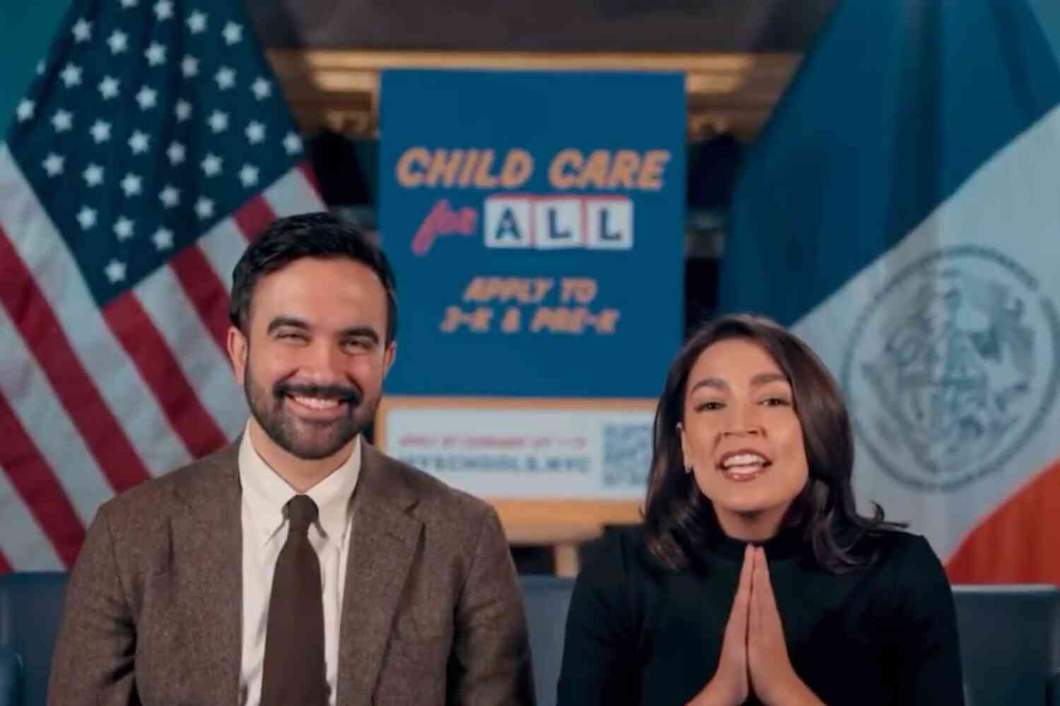 Comrades Mamdani and AOC make ad in Spanish to remind illegal aliens they can get free childcare
